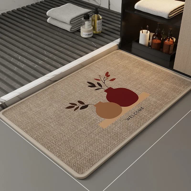 Tappetino da Bagno Premium Antiscivolo, Assorbente, in Lino, per Ingresso, Porta, WC, Uso Domestico