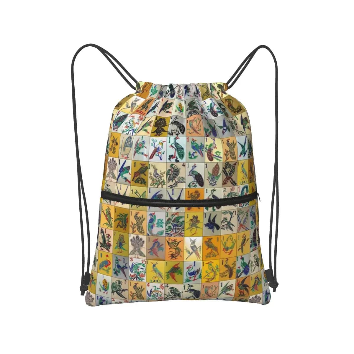 Zaini Mah Jongg Birds Mahjong Tiles, borse multifunzione con coulisse, borse sportive, borse per libri, per studenti e viaggi