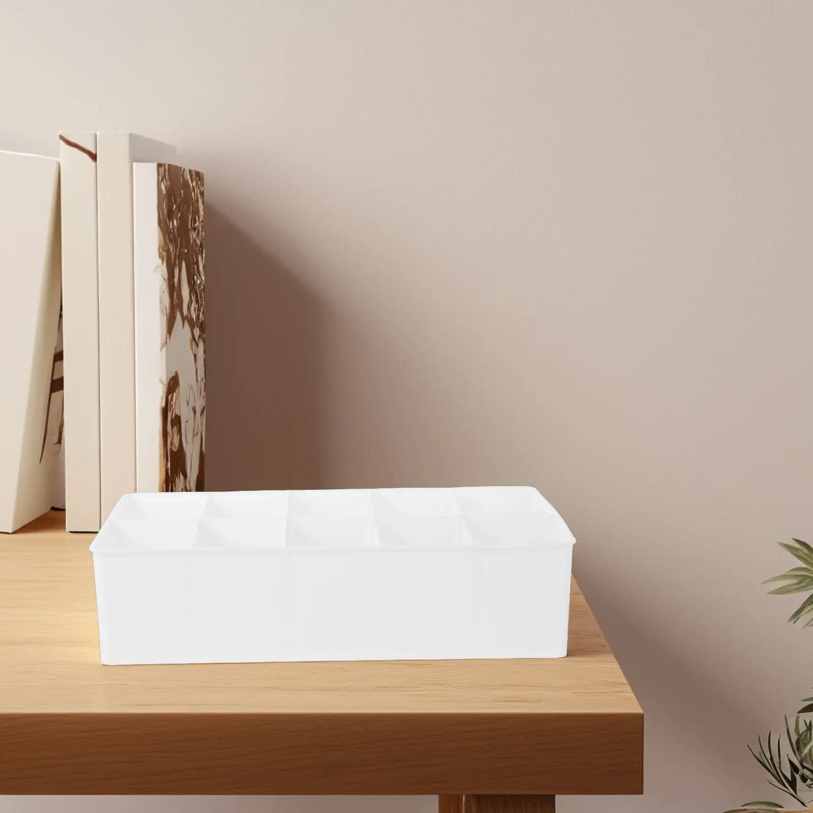 Organizer da Scrivania in Plastica Bianca a 10 Scomparti con Divisori Rimovibili per Casa e Ufficio, per Cavi, Caricabatterie, Telefono, Walkie Talkie