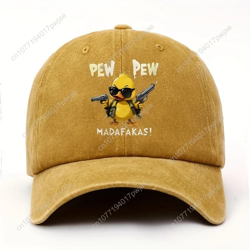 Hasna men's hat in 3D printed cartoon "PEW PEW" with fashionable glasses - casual outdoor sports hat soft vintage style, hand was