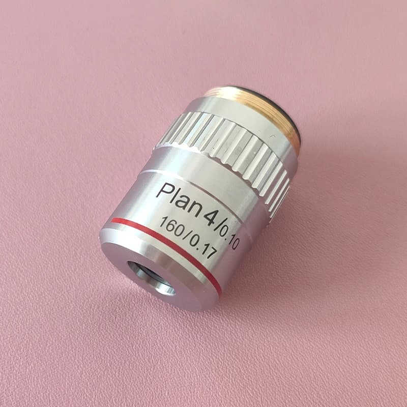 Obiettivo acromatico per piano microscopio Obiettivi per microscopio biologico 4X Interfaccia RMS standard DIN160/0,1 mm