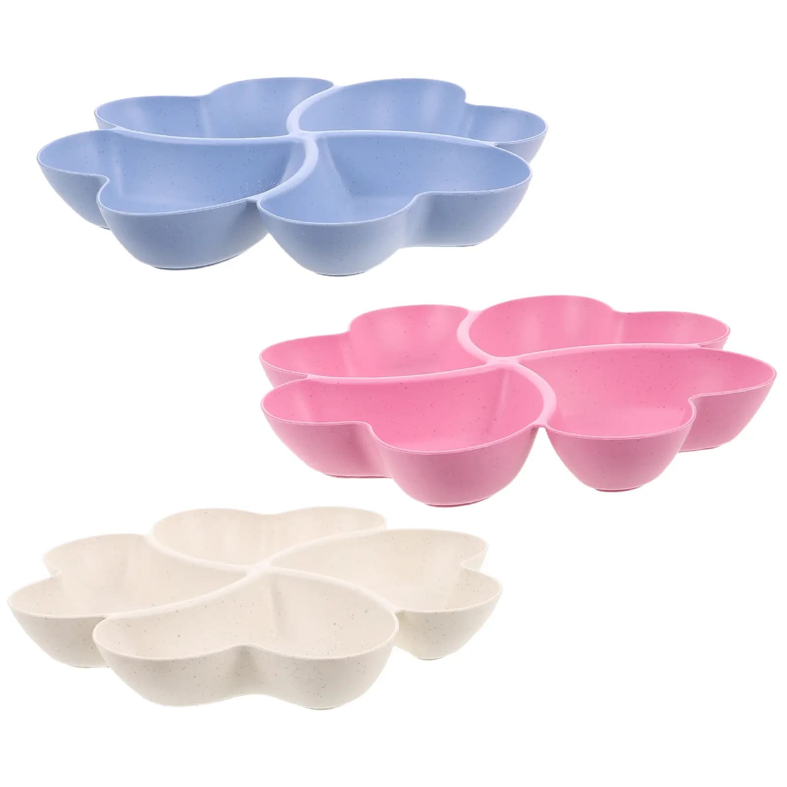 Set di 3 Vassoi Sezionali in Plastica per Servire Snack, Frutta Secca e Dolciumi, Piatto Diviso per Feste