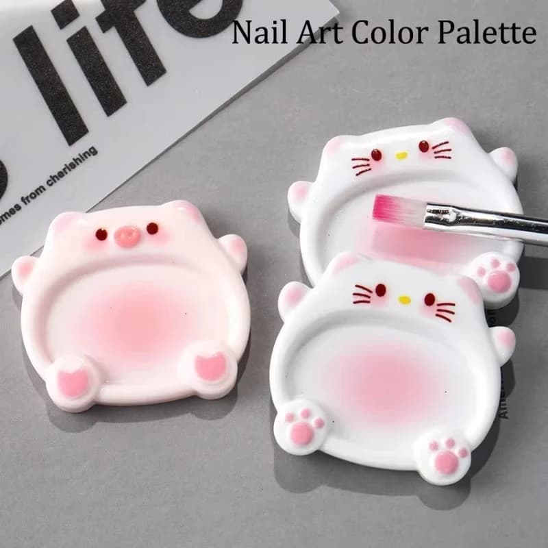 2 pezzi di cartone animato maiale tavolozza di colori nail art miscelazione di colori disegno pallet gel smalto pittura per unghie tavolo tavolozza di colori strumenti per manicure