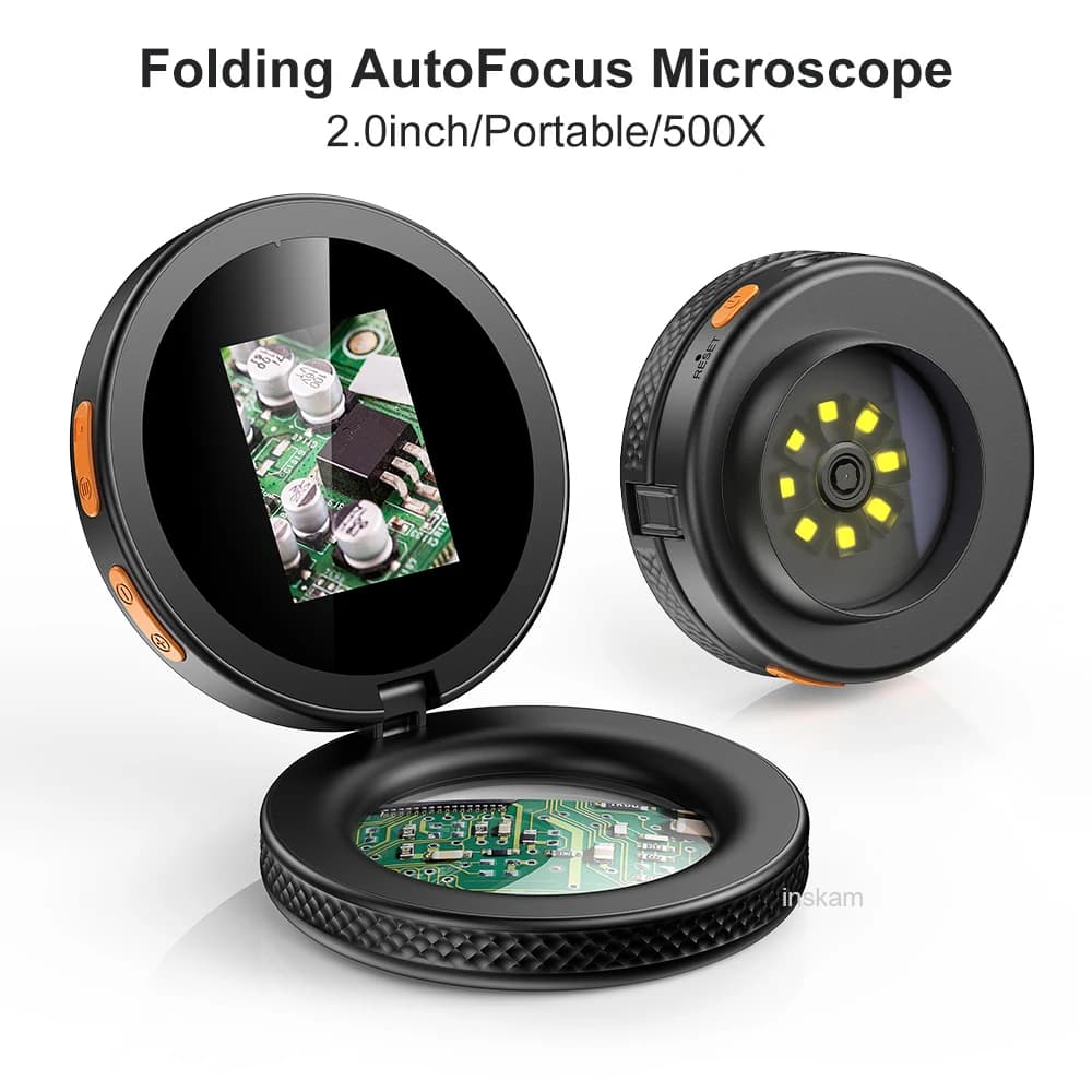 Microscopio con messa a fuoco automatica Mini lente d'ingrandimento 500X Microscopio digitale con lente d'ingrandimento Microscopio moneta ricaricabile USB da 2,0 pollici 2MP
