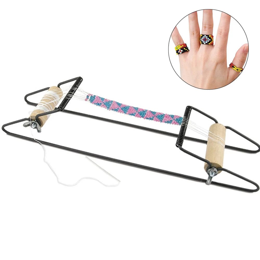 ‌1pc Beading Loom Kit – DIY Bracelet Weaving Tool for Necklaces Earrings, Metal Frame Bead Weaving Machine, Bead Crafting Tool‌