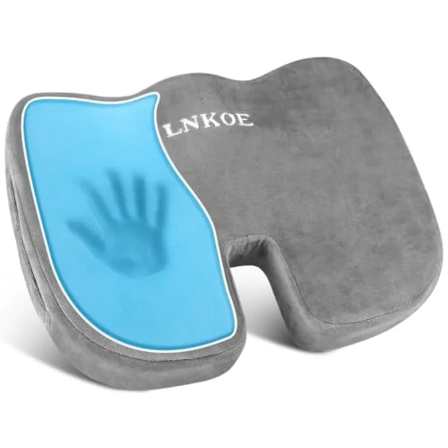 Cuscino in Gel Memory Foam per Sedia a Rotelle - Per Sedia da Ufficio, Sedia da Cucina, Sedile Auto - Allevia Pressione e Dolore al Coccige