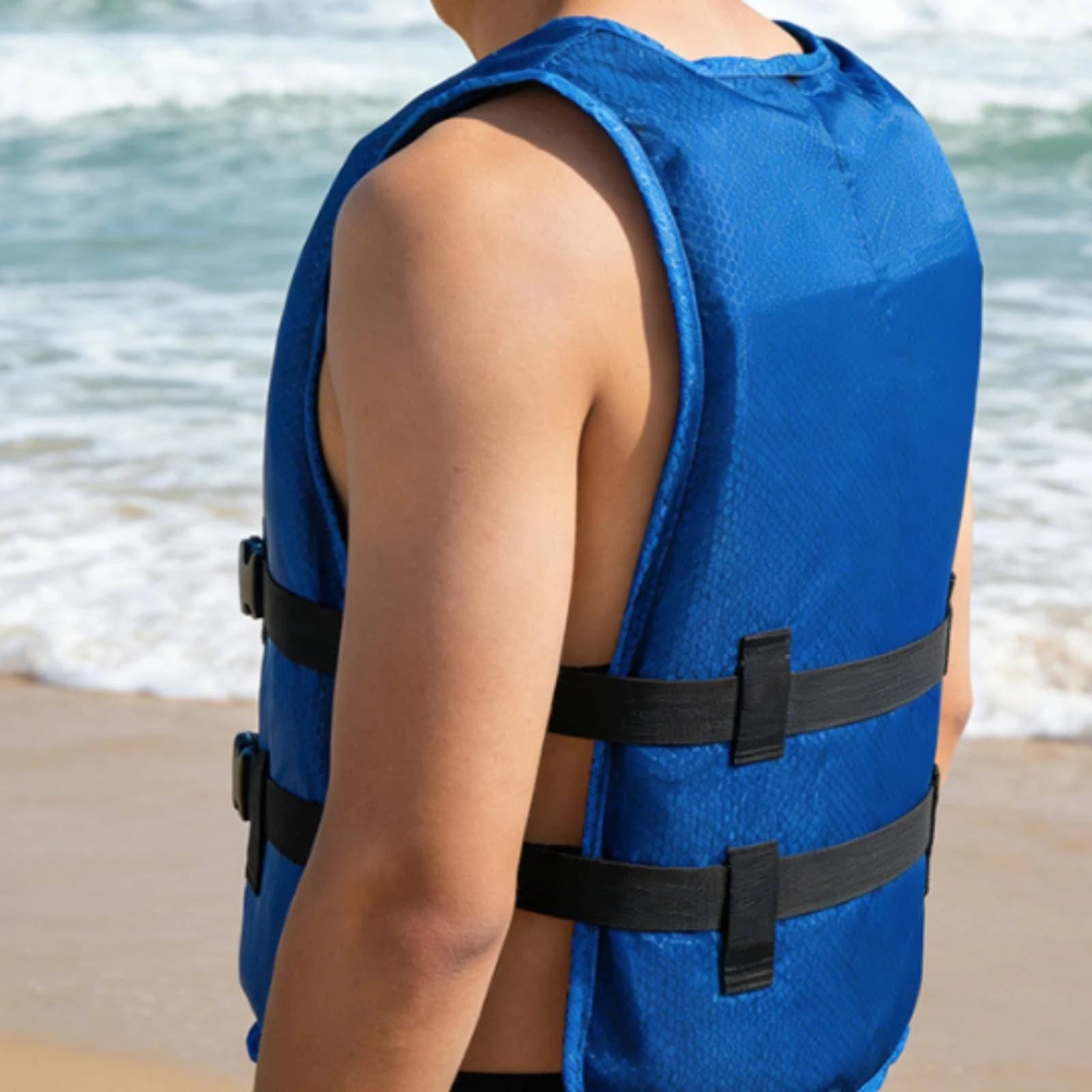 Personal Flotation Device Textured Polyester Sleeveless Life Vest Boating Life Vest Raised Shoulders for Fishing, Swimming