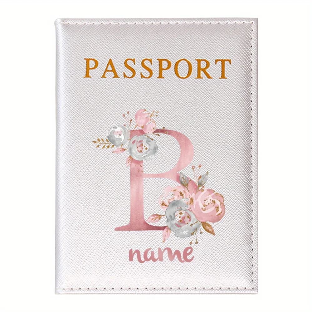 Custom Name PU Passport Sleeve Holder Passport Cover Protector Bank Business Card Case Organizer Protective Documents Storage