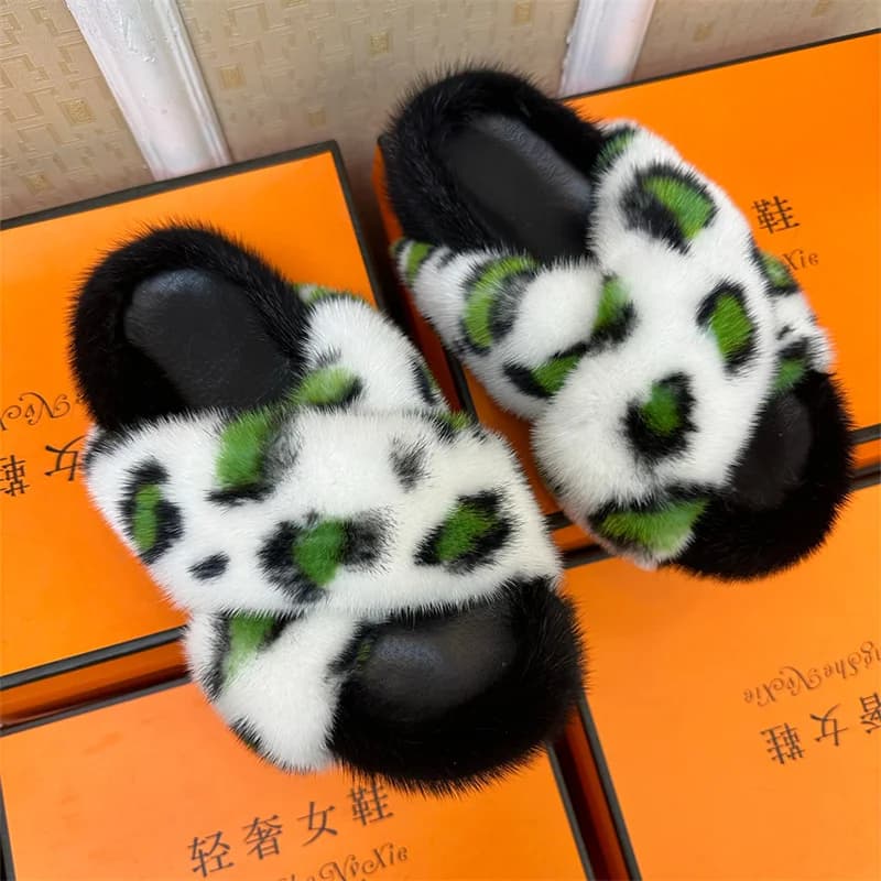 Slipper Mules Women's Summer Sandals 2026 Shoes Mink Fur Slippers Thick Bottom Slippers Non Slip Indoor Outdoor House Slippers