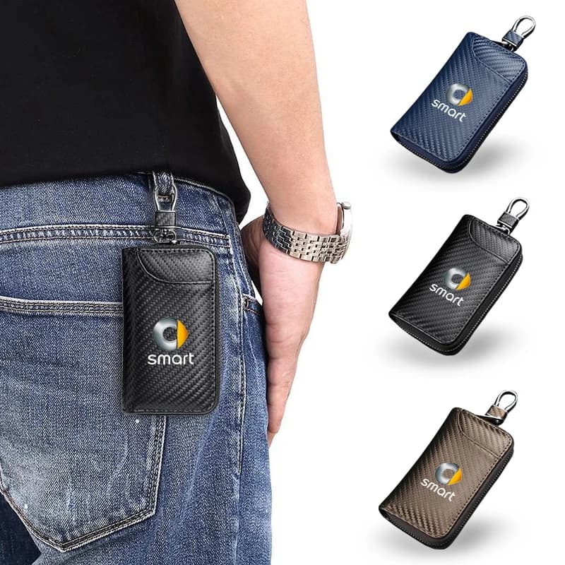 Carbon Fiber Car Styling Keychain Key Bag Anti-loss Wallet For Mercedes Benz Smart Fortwo 453 Forfour 2015 2016 2017 CWTWB1G767