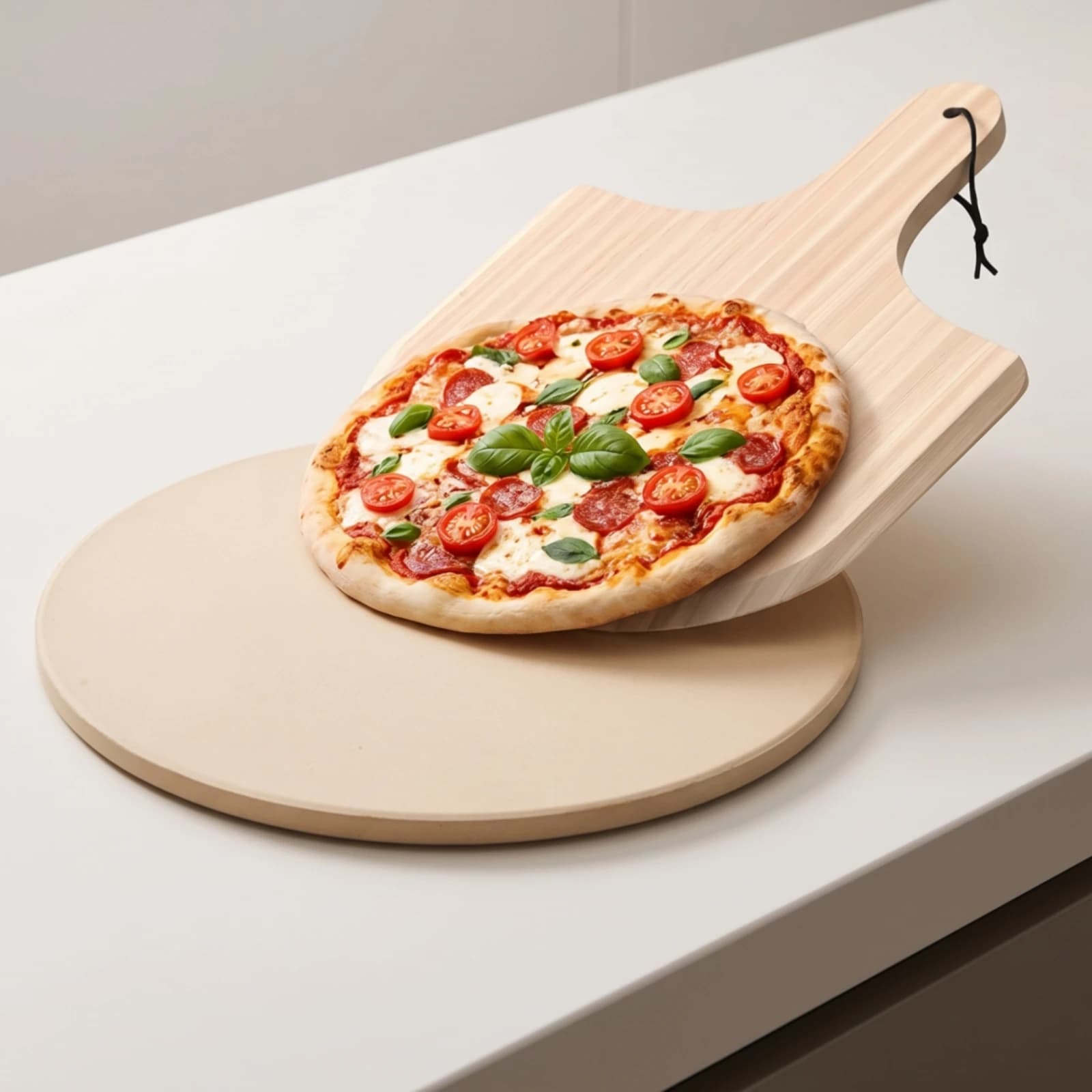 Pizza Stone with Wooden Peel Professional-Grade Cordierite Pizza Stone Bakeware Heavy Duty Versatile for Home Bakers