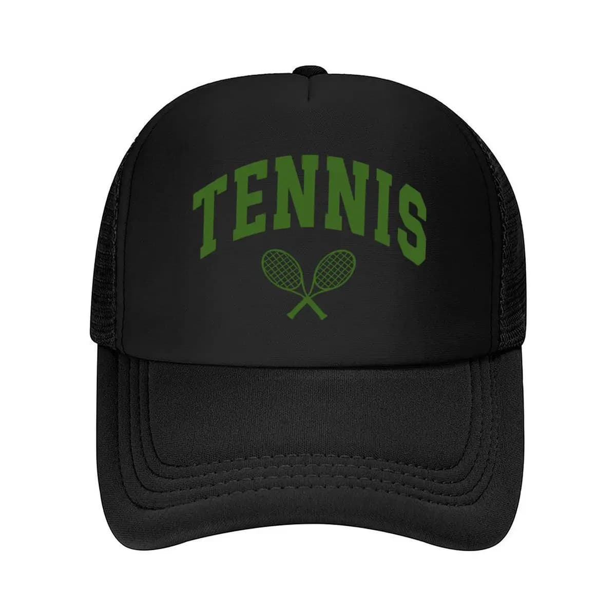 Men's Tennis Racket Print Cap - Breathable Suitable for Outdoor & Casual Wear, Machine Washable Text 2026 Mesh Baseball Cap