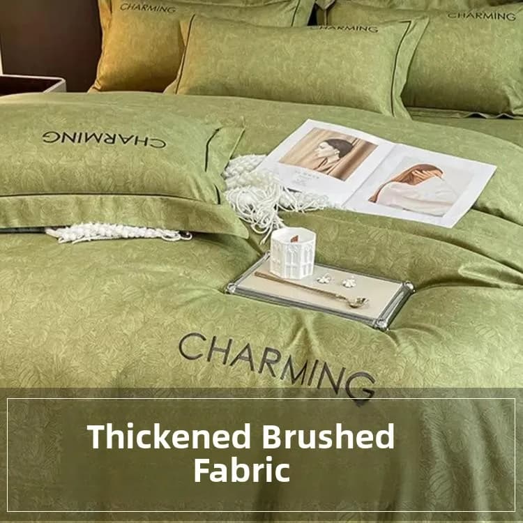 Set di Biancheria da Letto Felpata Rinforzata in Tre Pezzi, Lenzuola per Dormitorio, Copripiumino Verde per Autunno e Inverno, Materassino per Culla