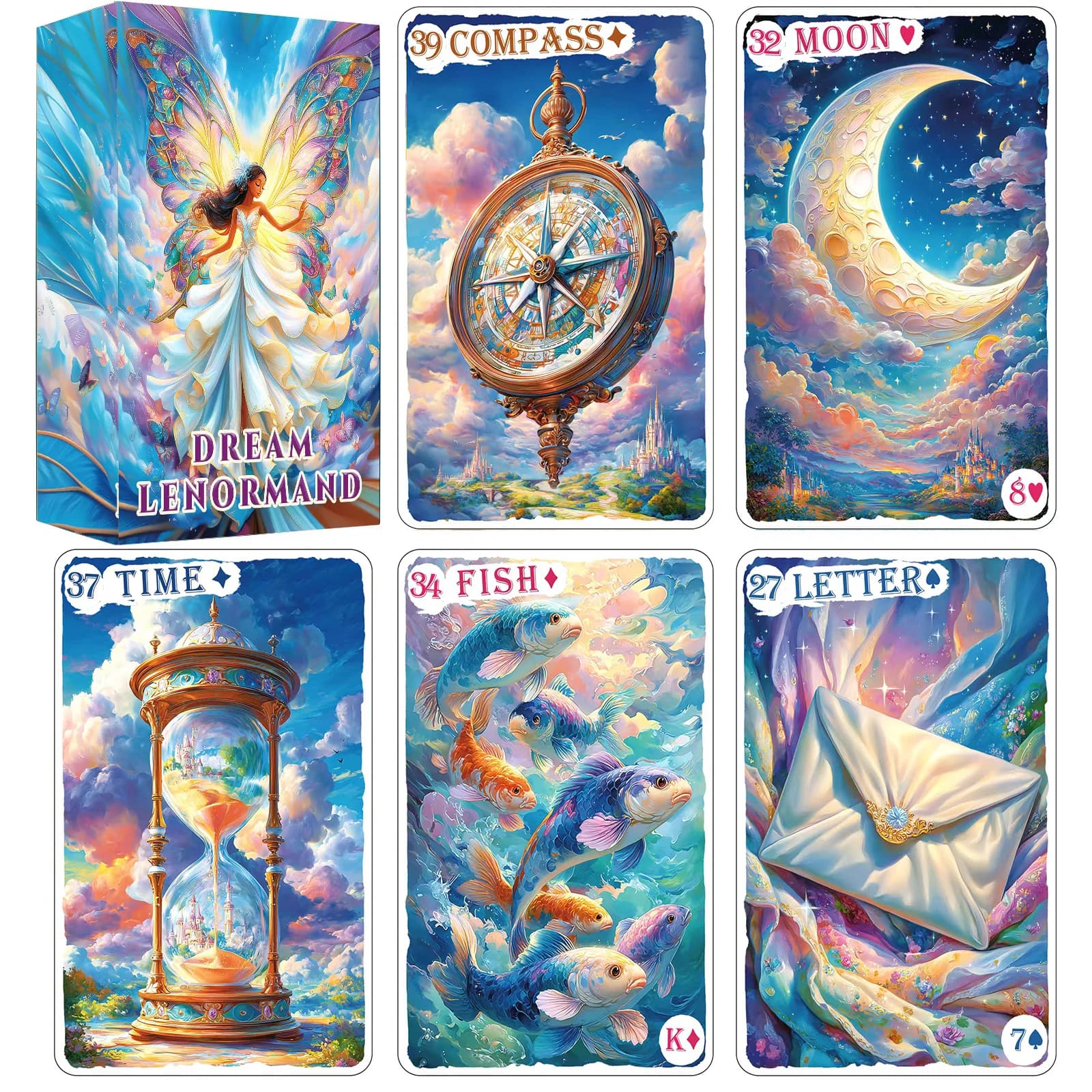 Fantasy Fairy Lenormand Tarot | 42-Card Expanded Lenormand Deck | Perfect for Beginners | Includes Digital Guidebook