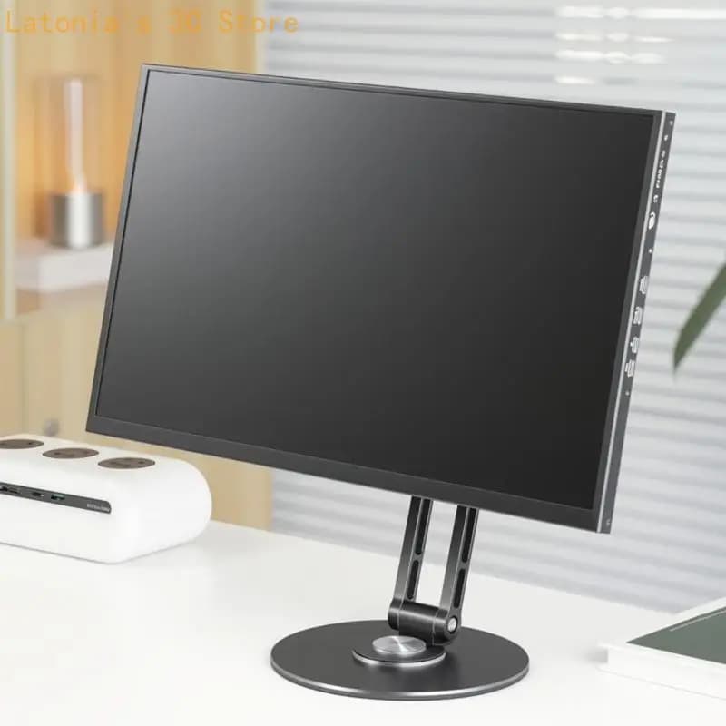 Portable Monitor Stand with 75 x 75 mm VESA Mount, Metal Desk Holder with Rotating Base for Home Office Portable Displays and
