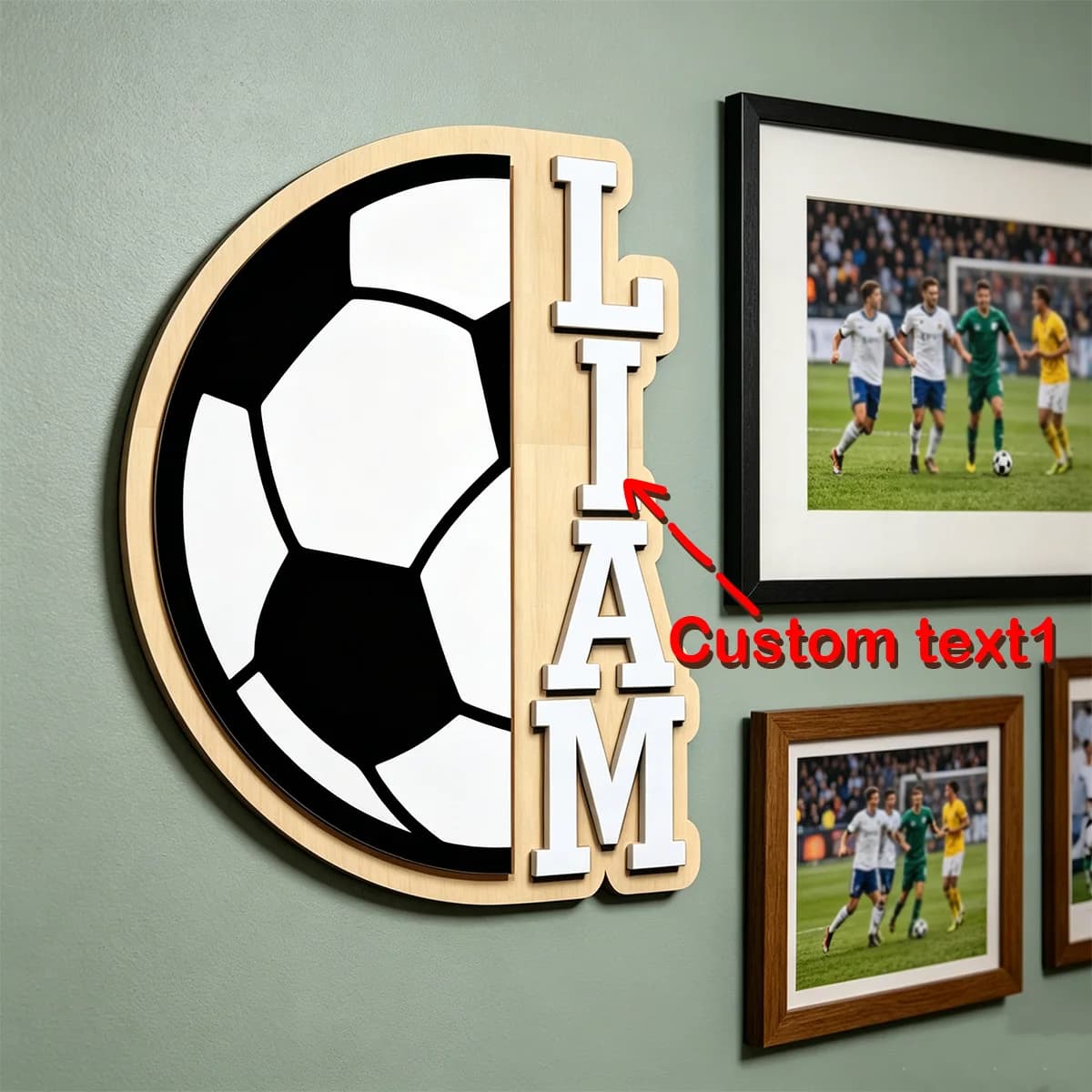 1pc Custom Soccer Ball Wooden Name Sign Personalized Vertical Letter Name Sports Wall Hanging Home Decor Gift