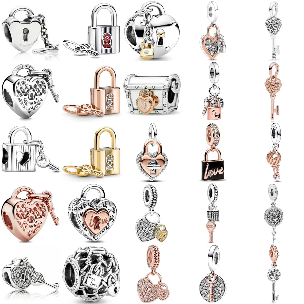 New Fashion 925 serrature e chiavi in argento sterling scatola del tesoro ciondolo adatto braccialetto con ciondoli originali regalo di gioielli di San Valentino