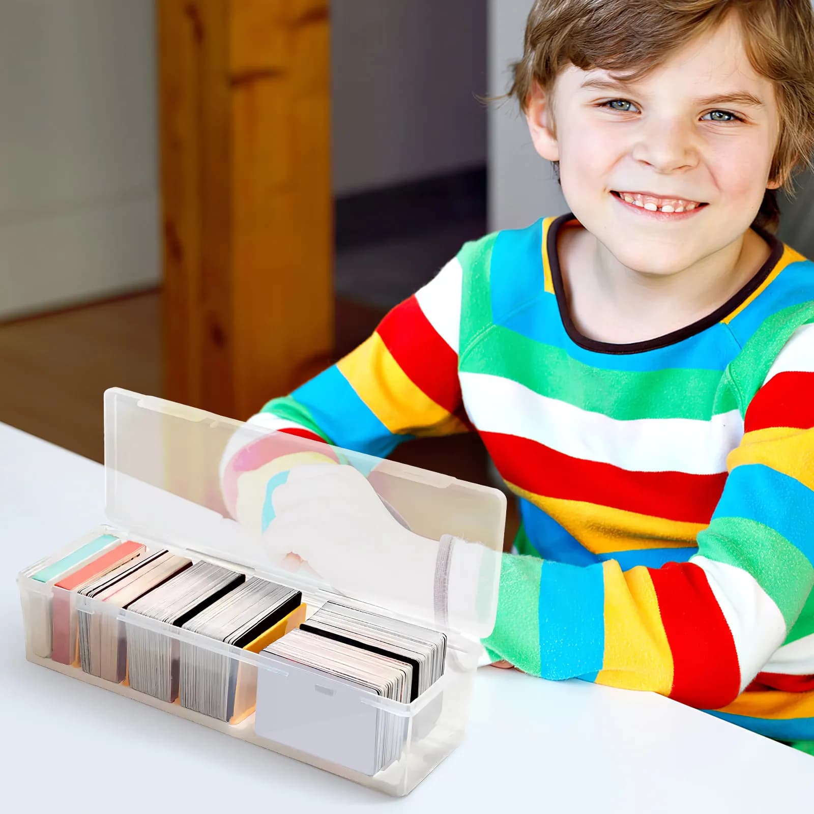 Contenitore Organizzatore per Carte da Gioco, Sportive e da Collezione, con Divisori, per Giochi