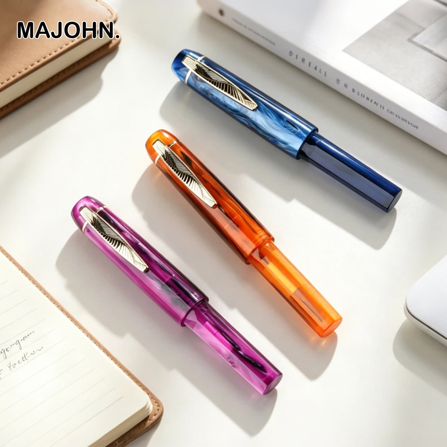 MAJOHN RS3 Short Mini Fountain Pen High End Resin Travel Account Pocket Calligraphy Pen Office School Supplies Stationery