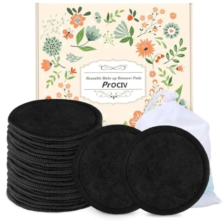 Reusable Makeup Remover Pads - 25 Pack Washable Organic Cotton Rounds for All Skin Types Toner with Laundry Bag, Eco Friendly Z