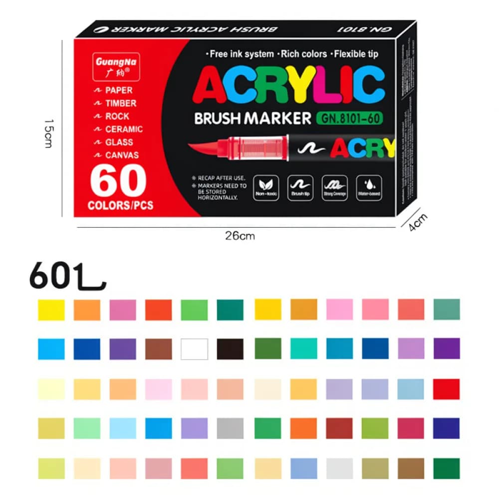 For For Guangna Acrylic Paint Markers Set Flexible Tip Artists Pens For Painting Drawing Sketching DIY Craft Art Supplies Tool