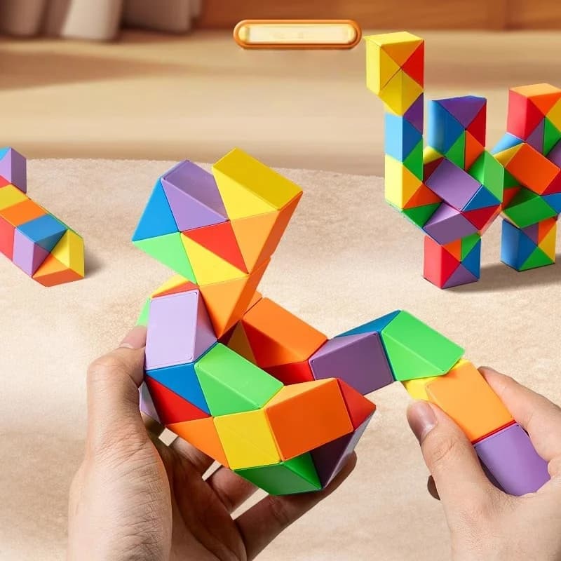 Dingsheng Puzzle 3D Multicolore a 24, 36 e 48 Segmenti, Gioco Antistress a Forma di Serpente Magico, Cubo Fidget Trasformabile per Bambini