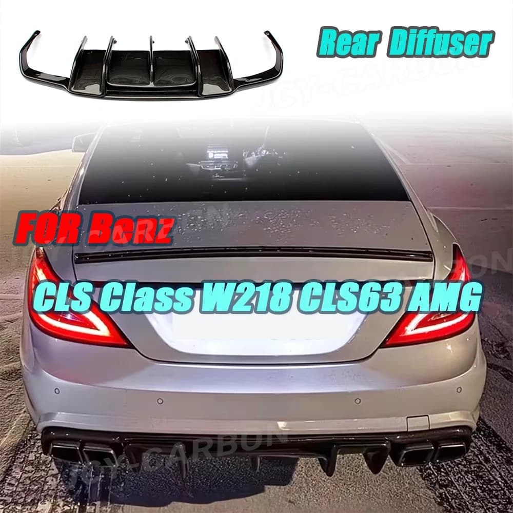 JCYECF Carbon Fiber For Mercedes Benz CLS Class W218 CLS63 For AMG 2012-2017 Rear Bumper Lip Diffuser Car Accessories