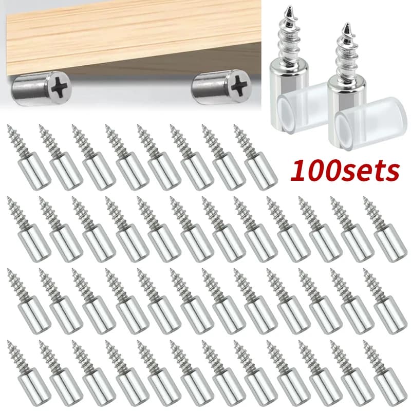 100 set di staffe per viti autofilettanti adatte per librerie e divisori per armadi, accessori hardware per staffe, chiodi per staffe