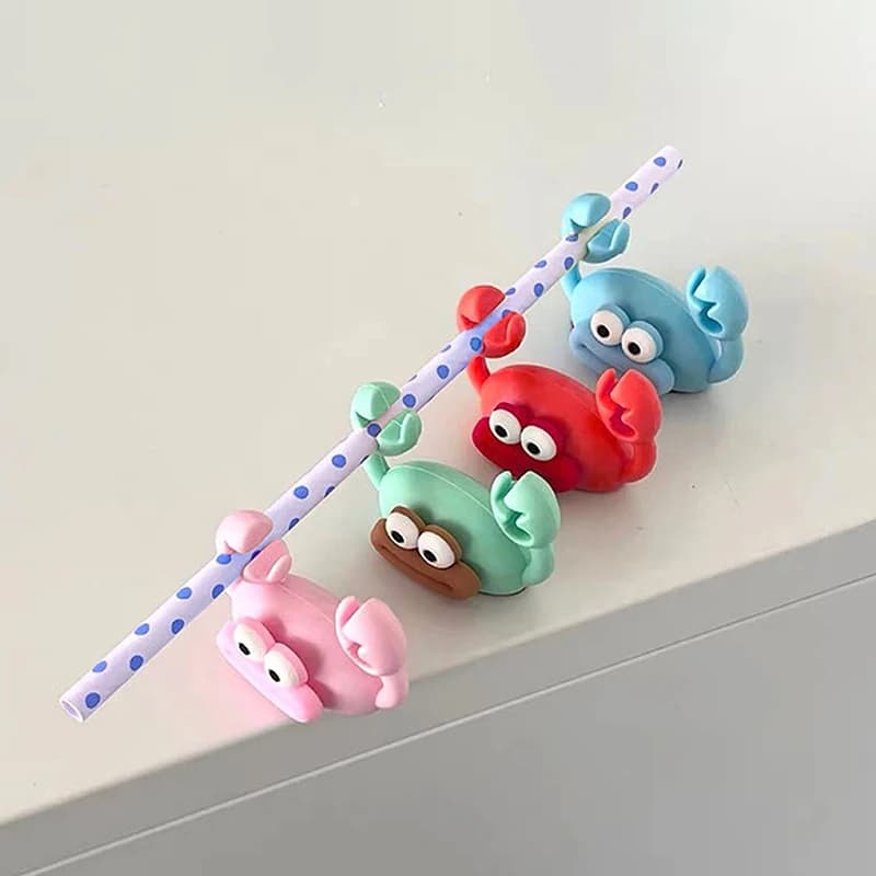 Cartoon Crab Cable Holder Desktop Winder Wire Organizer Holder supporto per cavi autoadesivo Clip per la gestione dei cavi dati creativi