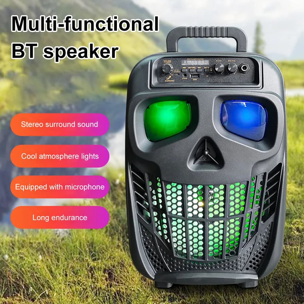 Party Sound Box compatibile con Bluetooth 5.0 con 1 microfono, altoparlante da esterno ricaricabile, supporta USB, scheda TF, AUX per feste in casa
