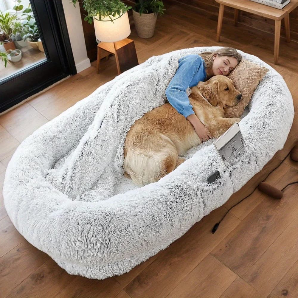 Letto per cani umani, letto per cani lavabile in pelliccia sintetica per persone, letto per cani ortopedico per pisolino, dimensioni 71''x45''x14'' si adatta a te e agli animali domestici