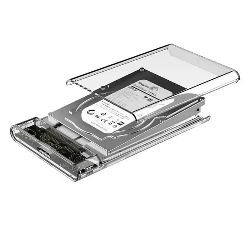 Transparent 2.5 Inch SATA External Hard Drive Case USB 3.0 High Speed SSD HDD Enclosure for Laptop Desktop Tool-Free SSD Box