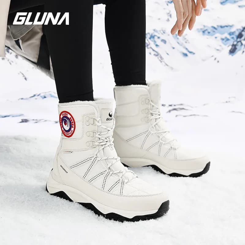 GLUNA Original Northern Snow Boots Outdoor Warm Cold resistant Waterproof Anti slip Middle tube with Velvet for Men and Women