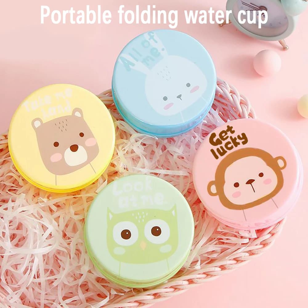 Cartoon telescopic cup, travel cup compression cup, creative home cute folding cup