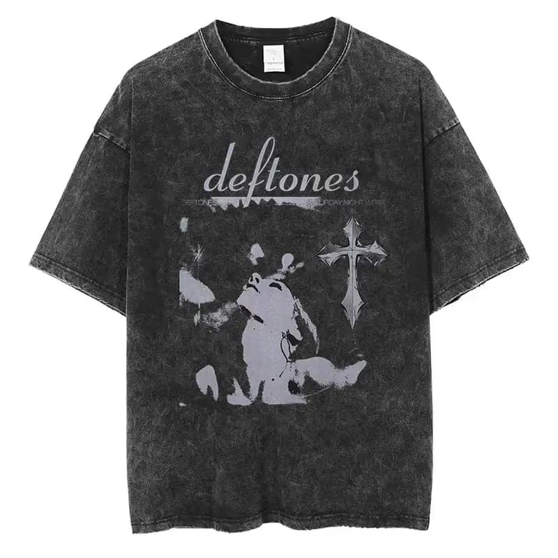 Hip Hop Deftones Lavato a maniche corte Girocollo Y2k Maglietta Abbigliamento uomo Nuovo in Top & Tees T-shirt da uomo Camisetas Ropa Hombre