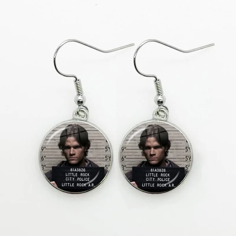 Movie Supernatural Drop Earrings Dean Winchester Jensen Ackles Cute Meme Round Jewelry For Women Girls Gift