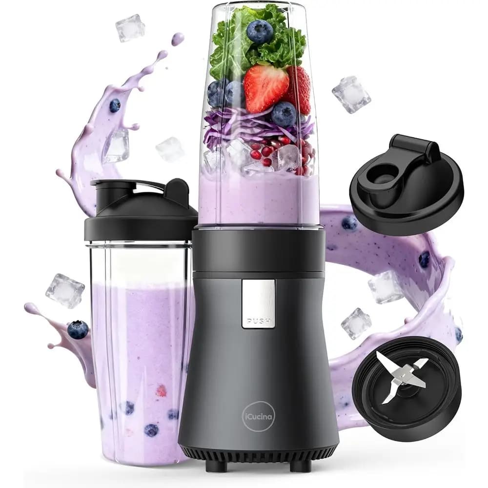 Blender for Smoothie, Personal Frullator or for Frullati and Smoothie, 700W Monodose Blenders with Pulse Technology and 2 28oz Containers
