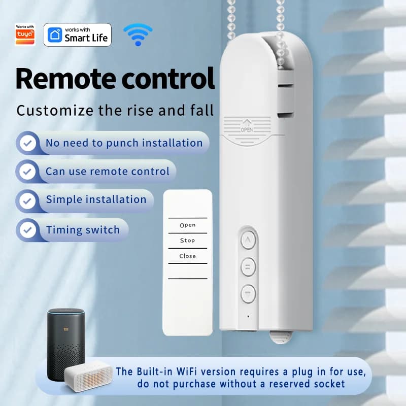 Integrated Wi-Fi Smart DIY Motor Chain Curtains Motor (Club Model), APP/voz/remote Timer settings (No Gateway)