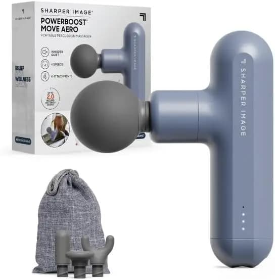 Portable Percussion Massage Gun with 4 Heads and Bag - Instrument for the Deep Muscle Lift of All Body