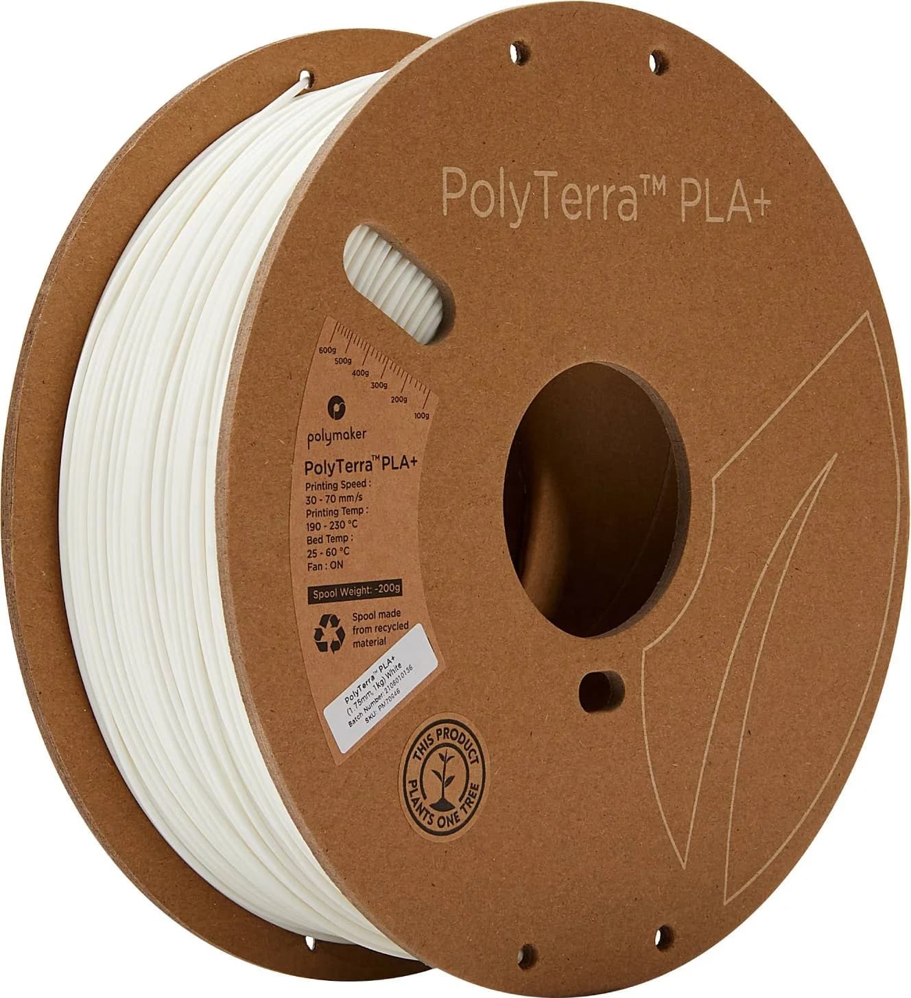 Filamento per Stampante 3D PolyTerra PLA+ STLFPolymaker, Bobina da 1kg/1.75mm, Materiale ad Alta Resistenza Meccanica