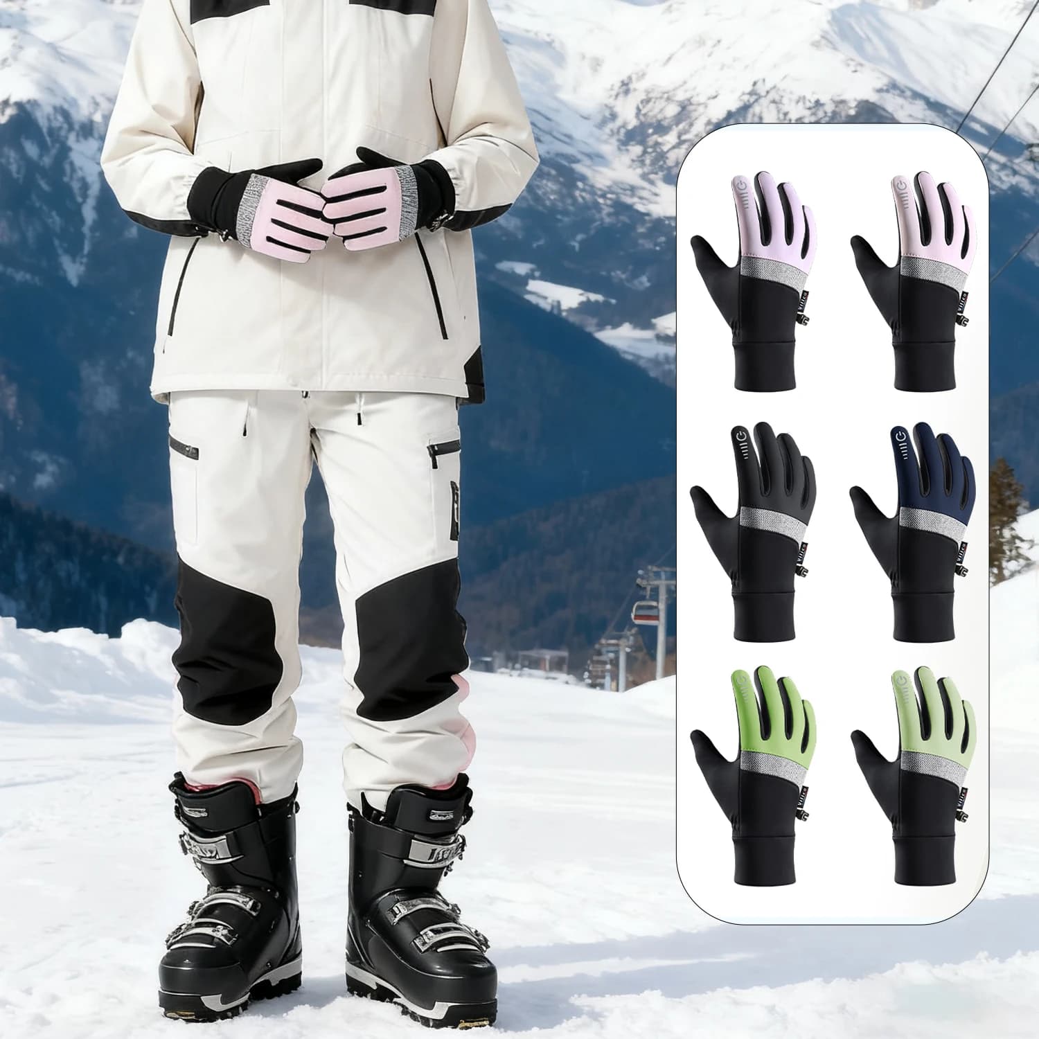 Guanti da ciclismo Guanti da bicicletta touch screen invernali Scooter da esterno Guanti da bici caldi da sci per moto da equitazione antivento