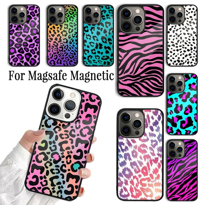 Cover per iPhone con stampa zebrata blu, a scatto, compatibile con iPhone 17 AIR 16 15 14 13 12 11 Pro Max Plus, con supporto magnetico wireless MagSafe