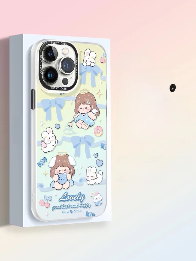 Cover per iPhone 14 Pro Max e 13 con Incisione Laser, Design Creativo e Carino, Protezione Antiurto, Modello Femminile