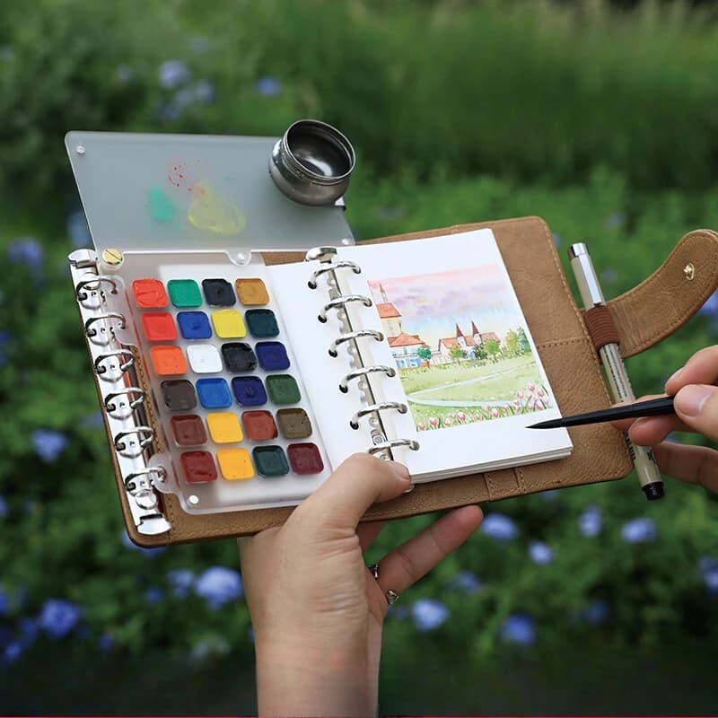 Empty Watercolor Palette A7 Loose-leaf Watercolor Book Portable Acrylic Watercolor Box Paint Tray Travel Sketching Art Supplies