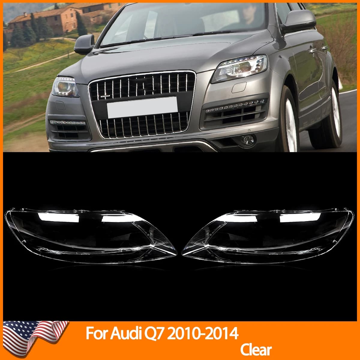 Headlight Cover Clear For Audi Q7 2006 2007 2008 2009 2010-2015 CAR Accessories Clear Headlamp Lens shell Pair Left Right Side