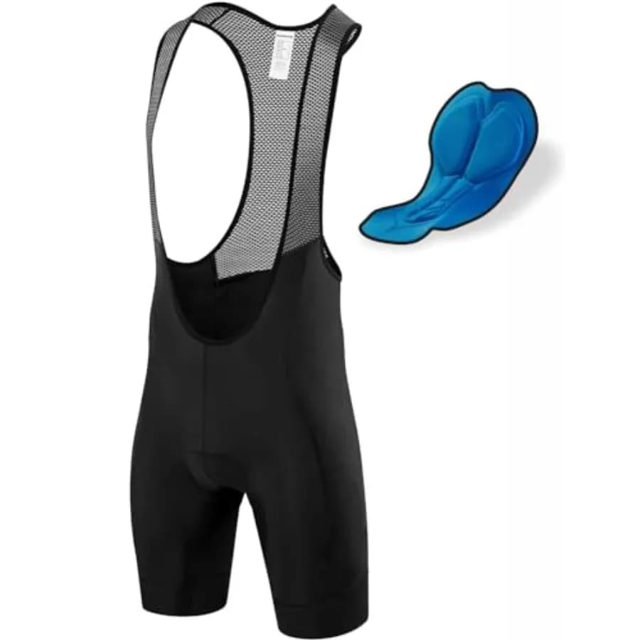 qualidyne Men's Cycling Bib Shorts, 4D 4-Layer Silicone Chamois, Breathable Mesh Bib, Double-Layer Leg Hem, Road Bike