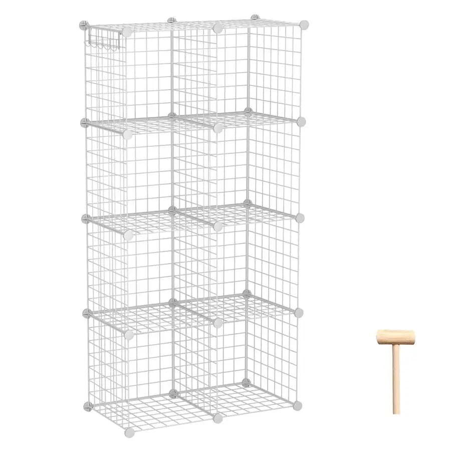 Portaoggetti a cubo in filo metallico, portaoggetti con griglie in metallo a 8 cubi, scaffalature per contenitori portaoggetti, ripiani modulari, armadio fai da te ideale per L