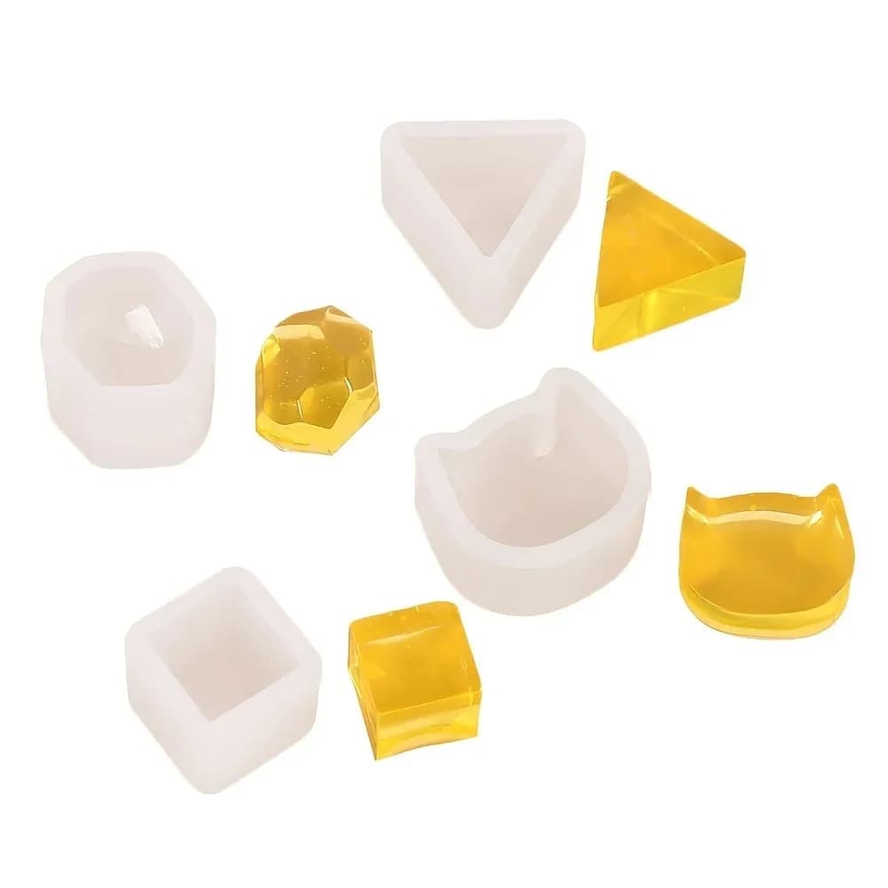 8 stampi per orecchini in resina a forma di gatto, stampi in silicone in miniatura per realizzare quadrati, triangoli e disegni multidimensionali