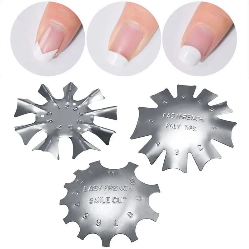 1Pc Easy French Metal Nail Smile Line Edge Cutter Nail Art Edge Trimmer Styling Nail Gel Template Strumenti per manicure