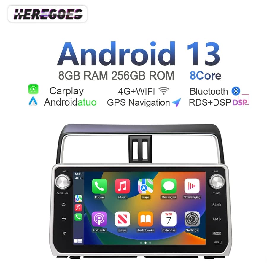 8 + 256G Auto Android 13 lettore DVD per Auto per Toyota Land Cruiser Prado 150 2018-2022 Carplay Radio navigazione GPS Bluetooth 4G Wifi